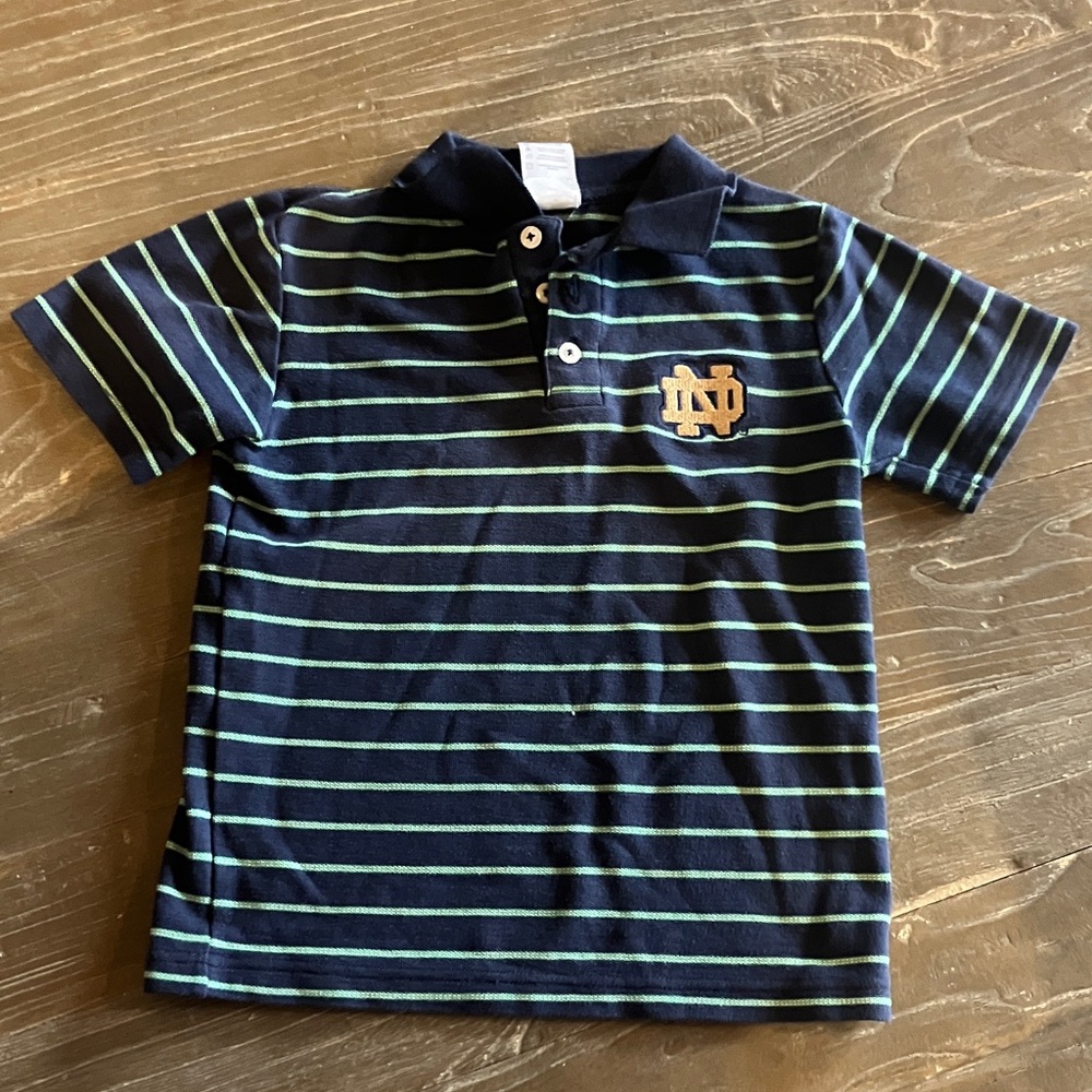 Kids Navy and Green Striped Polo Shirt